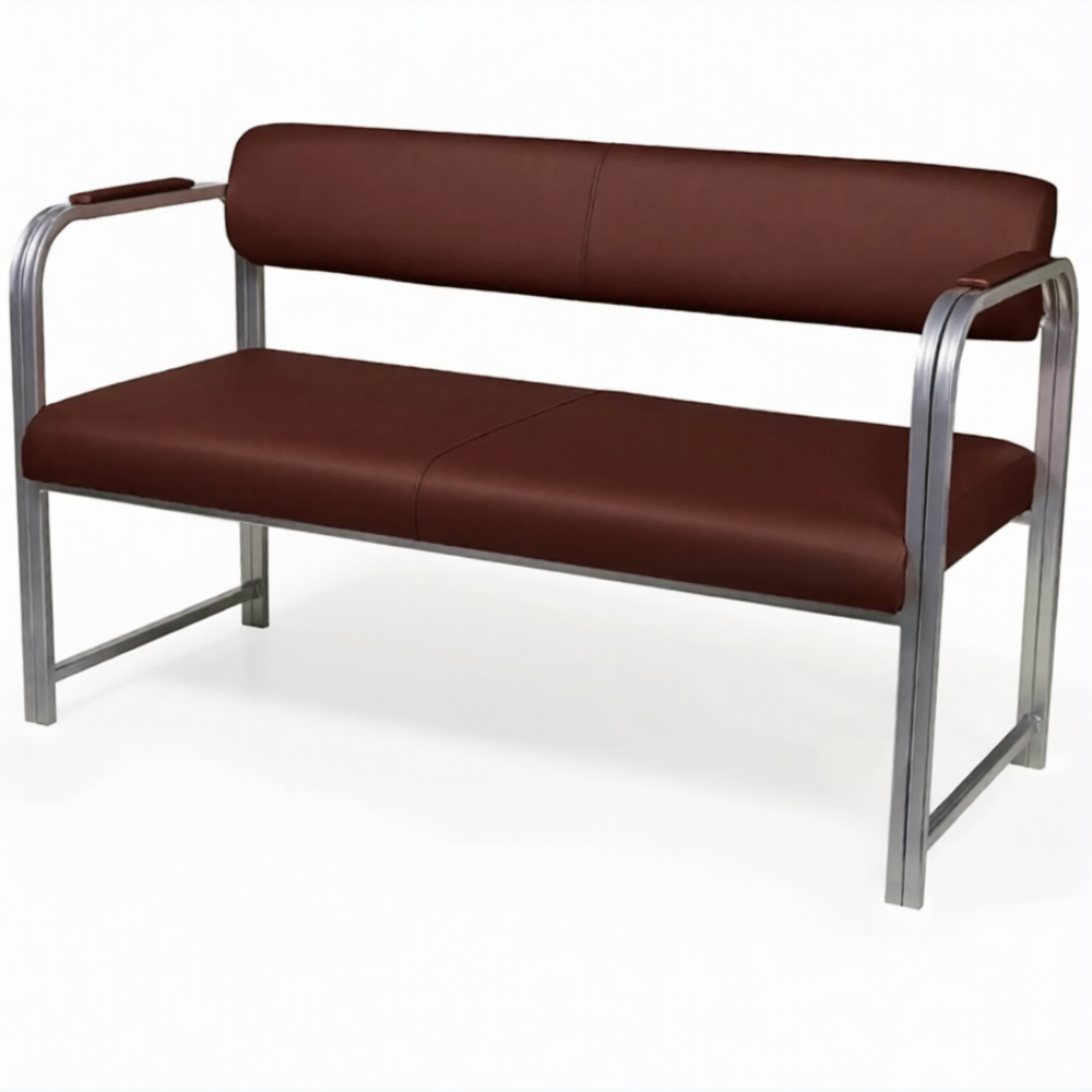 Диван двухместный ДО-5/2 (кожзам Эконом коричневый, каркас серый)