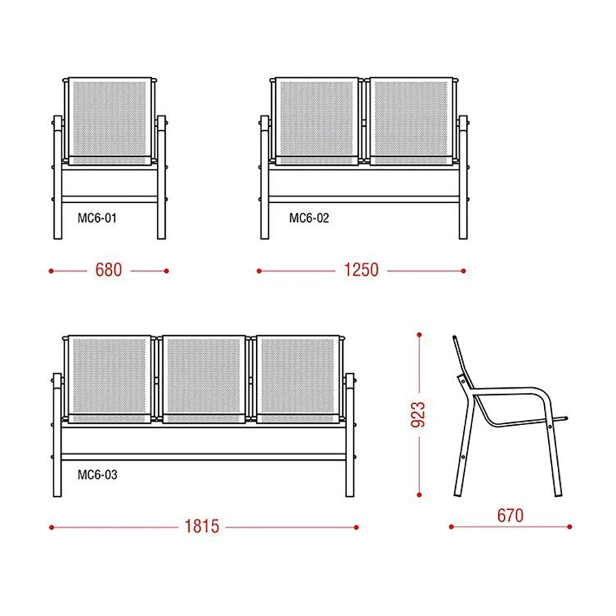 Многоместная секция Avion без мягкого элемента (модель МС 6)