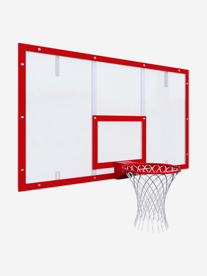 Щит баскетбольный тренировочный 1200х900 оргстекло на раме(красная разметка)
