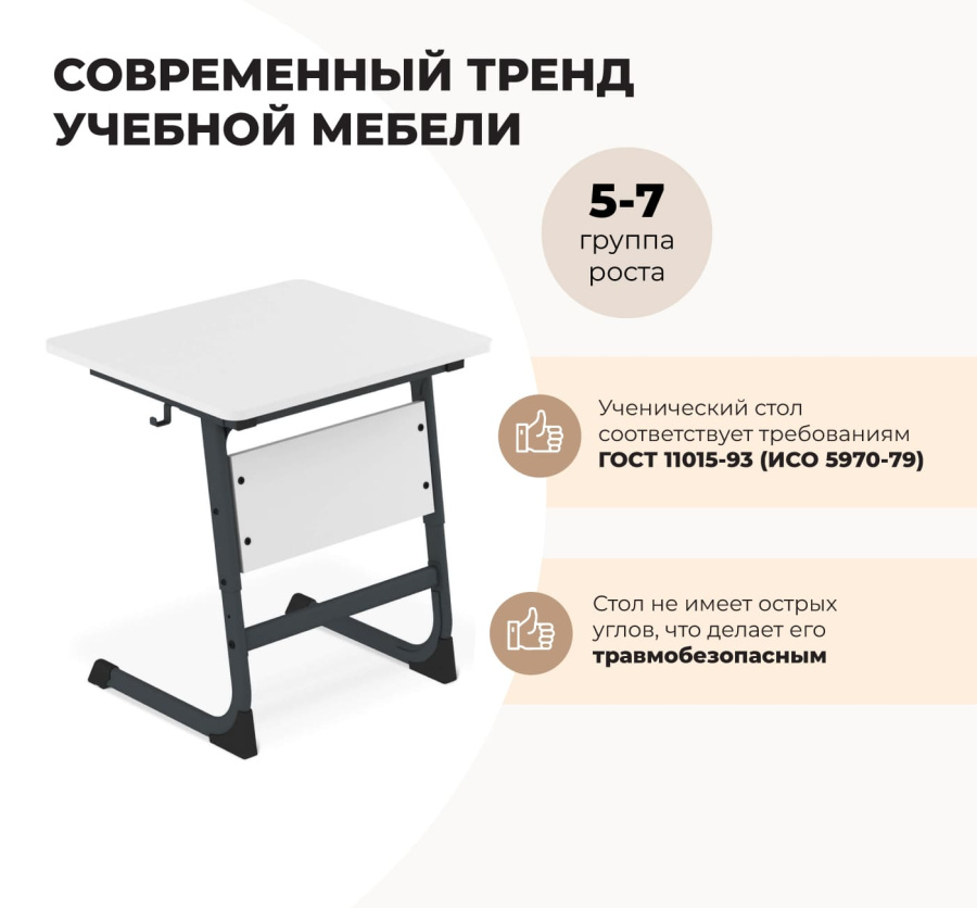 Cтол ученический береза/антрацит SHT-T-TN14/5-7