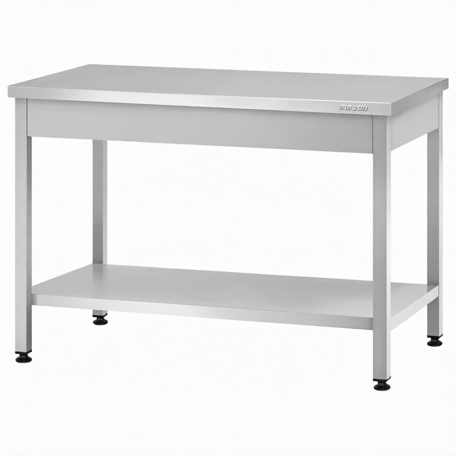 Стол производственный СПРп - 860х1500х600 «Profi Inox» (полка сплошная)