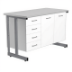 Стол-тумба СЛ-212/2.4 «Премиум» (корпус ЛДСП белый, столешница постформинг серый, каркас серый)