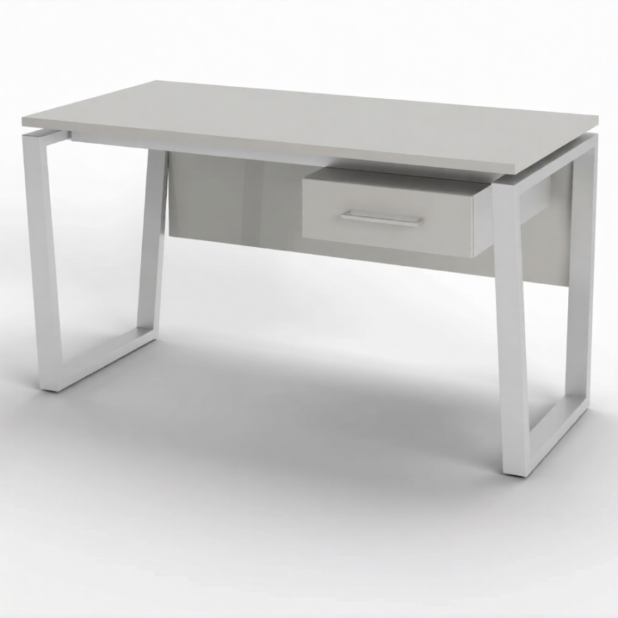 Стол рабочий 1 ящик СрТ-21 (тип 3) (1600х600х750) (столешница ЛДСП серый, каркас серый)