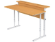 Стол с полкой и наклоном столешницы 0-35° школьный 2-местный 2-4 г/р регулируемый (бук, м/к серый, квадратная труба)