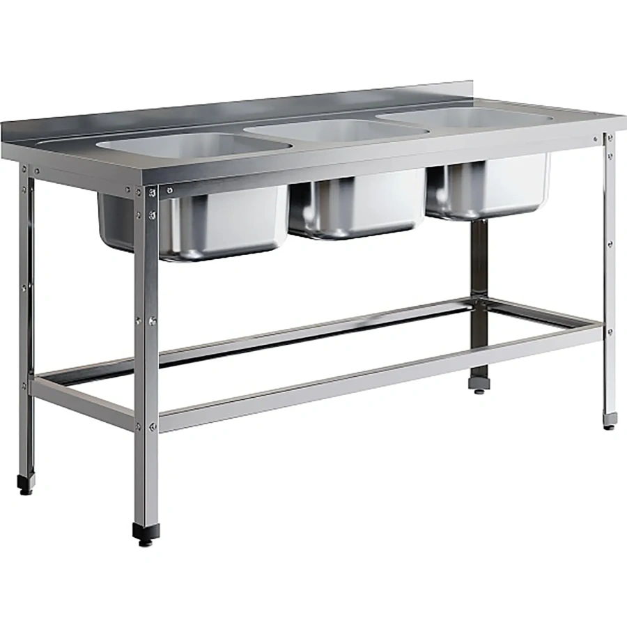 Ванна моечная трехсекционная цельнотянутая с бортом ВМЦ-3/16/6-БО-ЭН