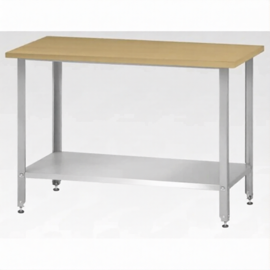 Стол кондитерский СПРн 860х1500х600 «Norma Ral» бук/40 (полка сплошная, ножка угловая)