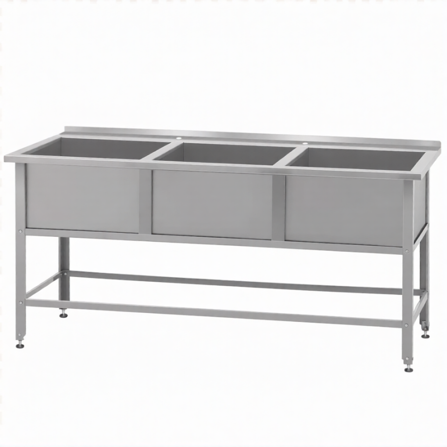 Ванна моечная ВМСн 530/3 (860х1490х530)  3 м/о 430х430х300 (ножка угловая)